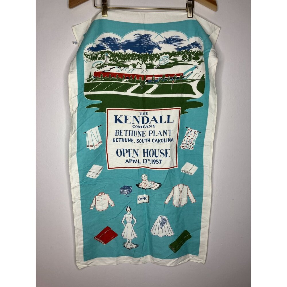 Vintage Kendall Company Bethune Plant Open House 1957 Tea Towel